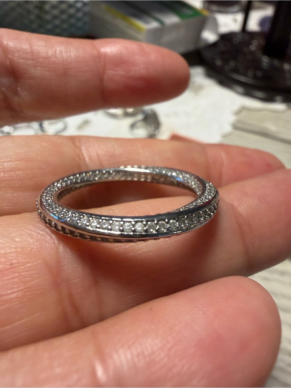 Silver Crystal Pavé Eternity Band - Silver